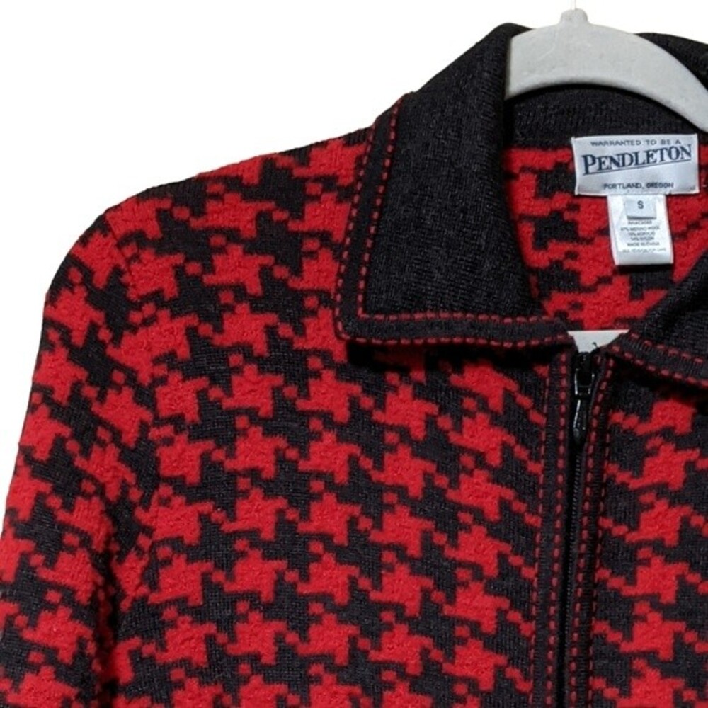 Pendleton Houndstooth Zipper Closure Wool Blend C… - image 8